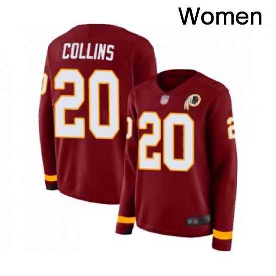 Womens Washington Redskins 20 Landon Collins Limited Burgundy Therma Long Sleeve Football Jersey